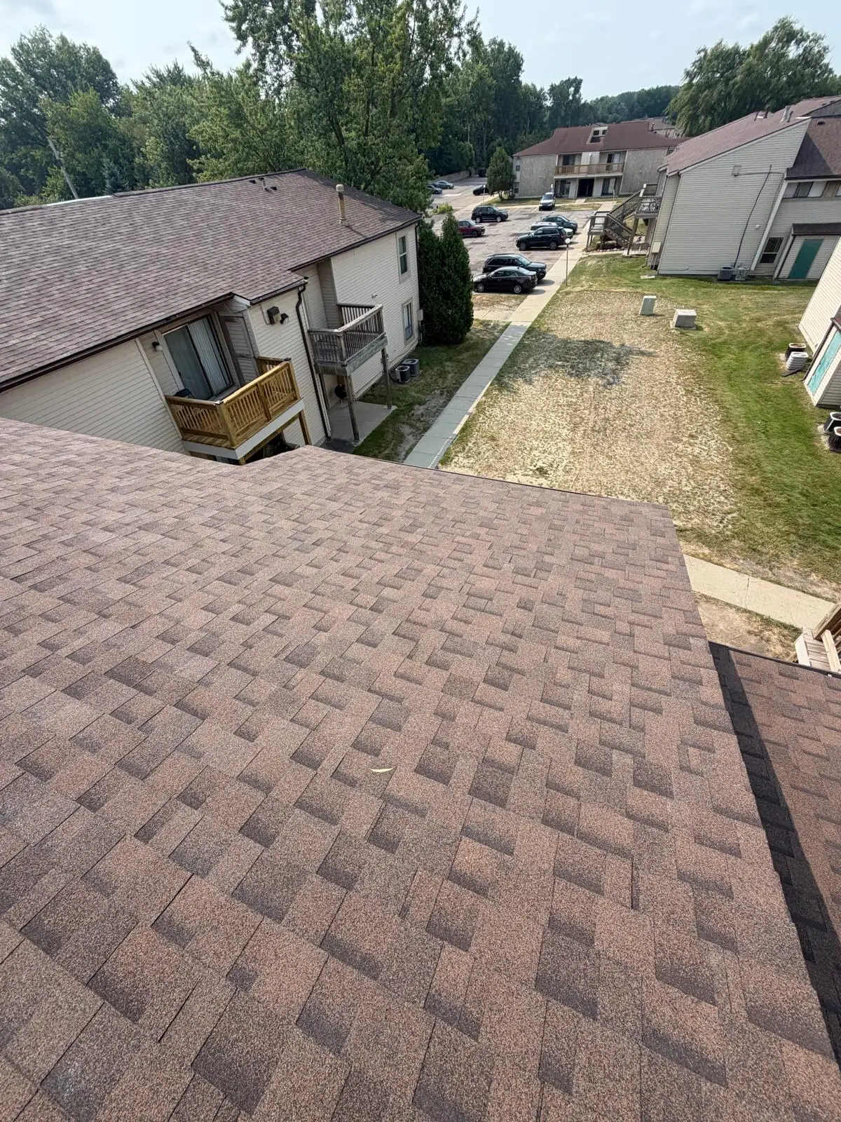 Ridge vents on a multifamily roof