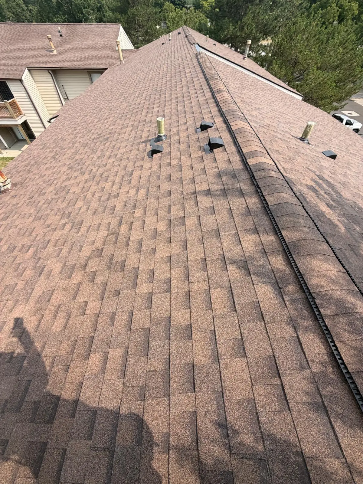 Finished roof over the courtyard