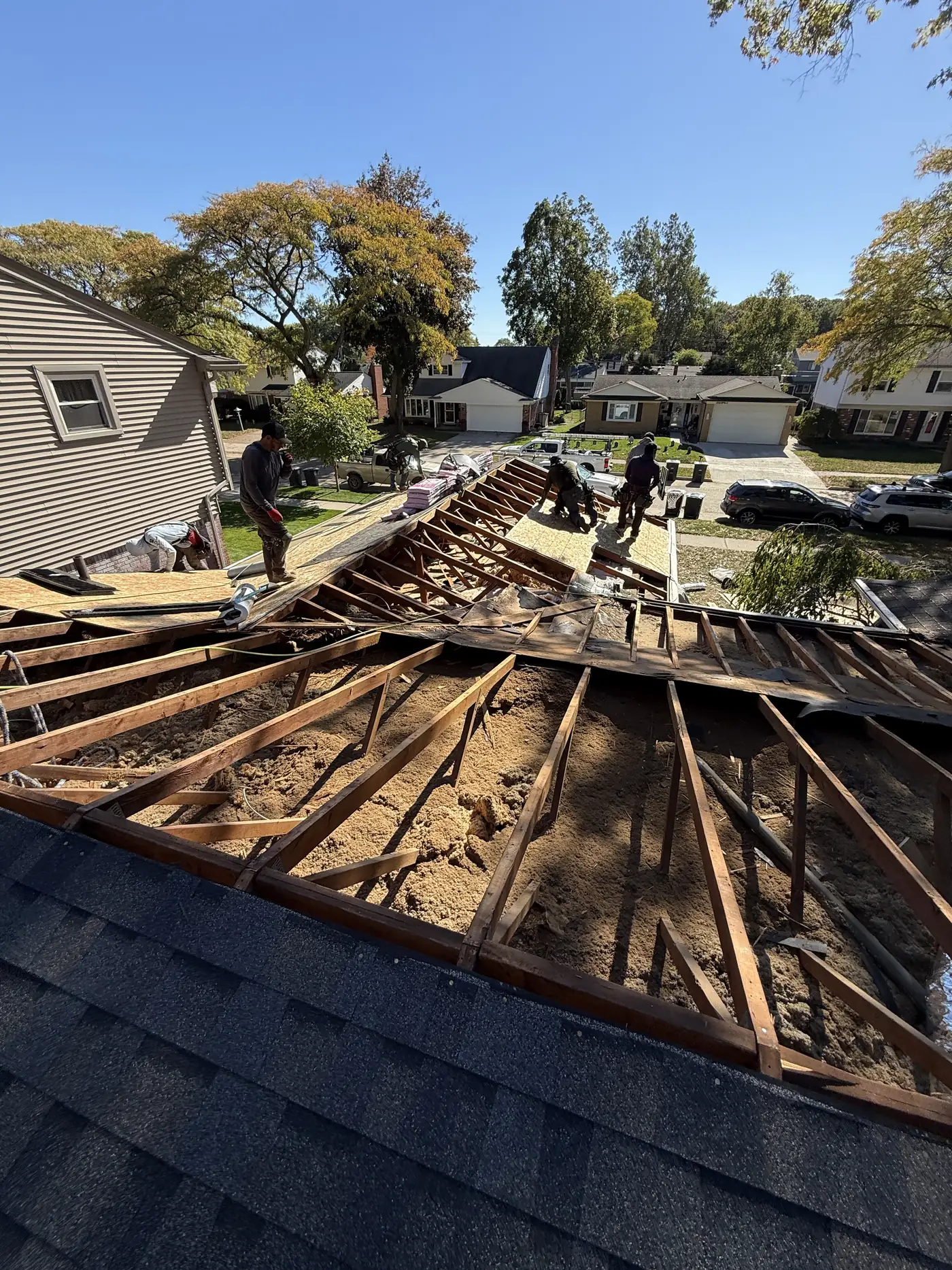 Full tear off, down to the rafters